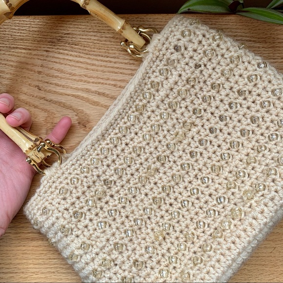 VINTAGE Woven Mini Beaded Boho Handbag Purse - Picture 8 of 10
